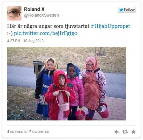 acción velo contra racismo en Suecia 2013