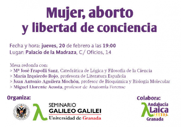 Cartel mujer aborto Seminario Galileo