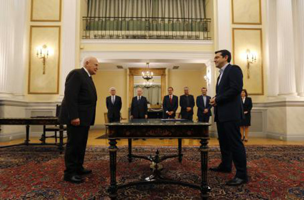 Juramento civil de Tsipras como primer ministro de Grecia 2015