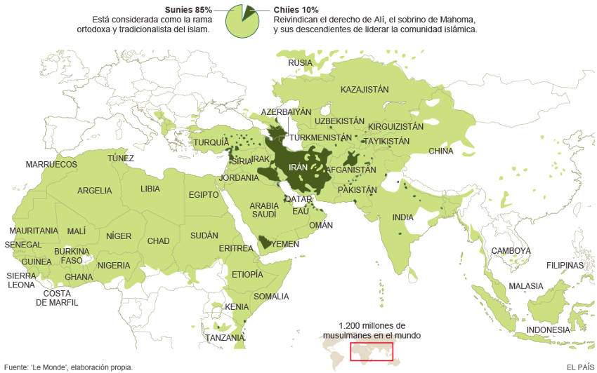 mapa islam en el mundo 2015
