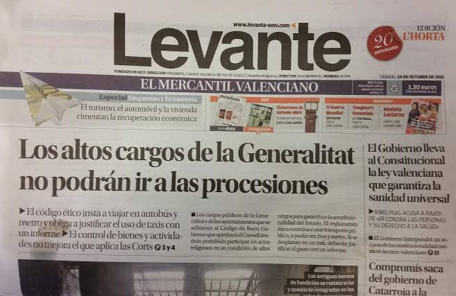 Los altos cargos de la Generalitat Valenciana no podrán ir a las procesiones