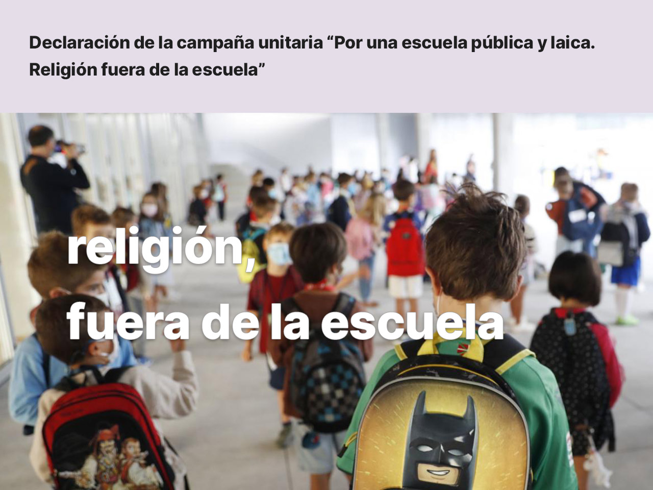 Firma Por Una Escuela Pública Laica ¡religión Fuera De La Escuela El Observatorio Del Laicismo 8947