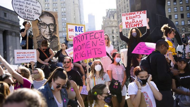 Una protesta por el derecho al aborto en Nueva York