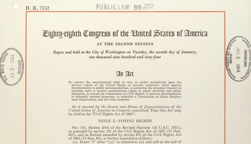 La Ley de los Derechos Civiles de 1964. Wikimedia Commons