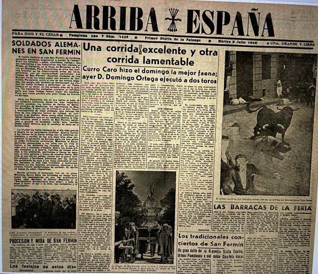 Portada de "Arriba España" del 9 de Julio de 1940