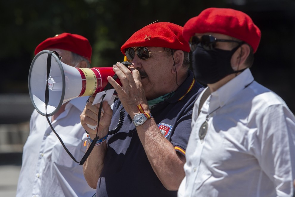 Carlistas Manifestantes carlistas durante una concentración realizada el 18 de julio de 2021 en Madrid. — Alberto Ortega