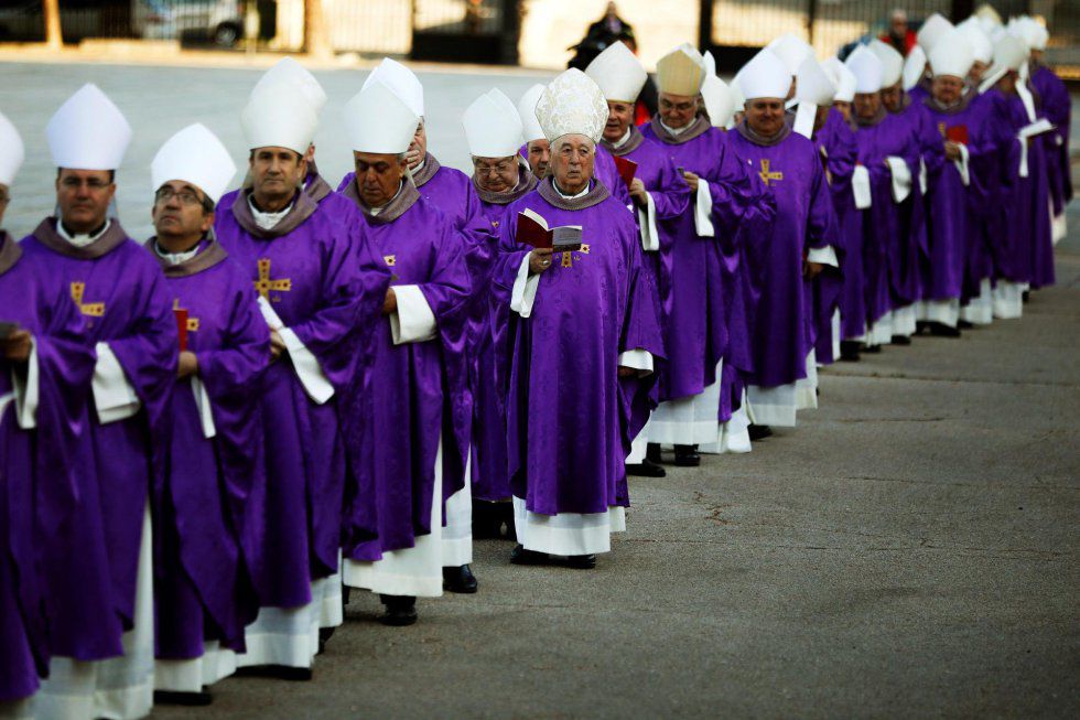 Los obispos españoles durante la peregrinación al Santuario del Sagrado Corazón en Getafe, en abril de 2019, durante su reunión plenaria.David Fernández