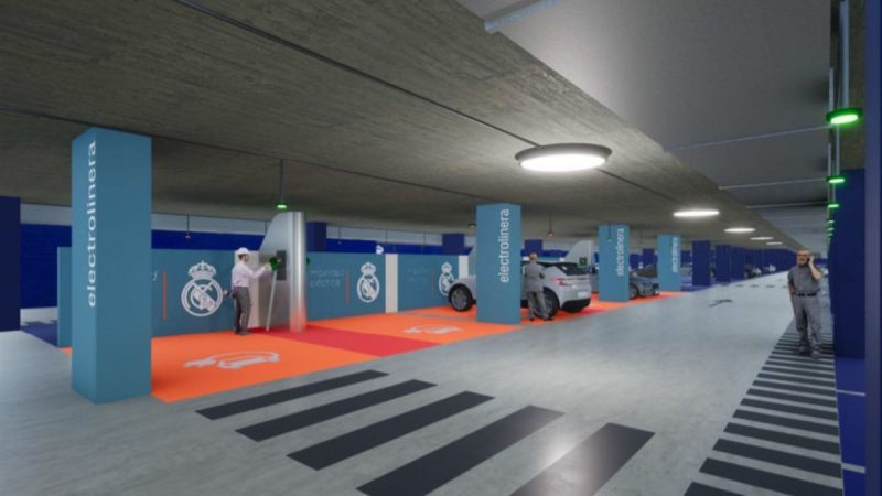 Electrolineras previstas en el estudio informativo para la construcción de dos aparcamientos junto al Bernabéu, presentado por el Real Madrid