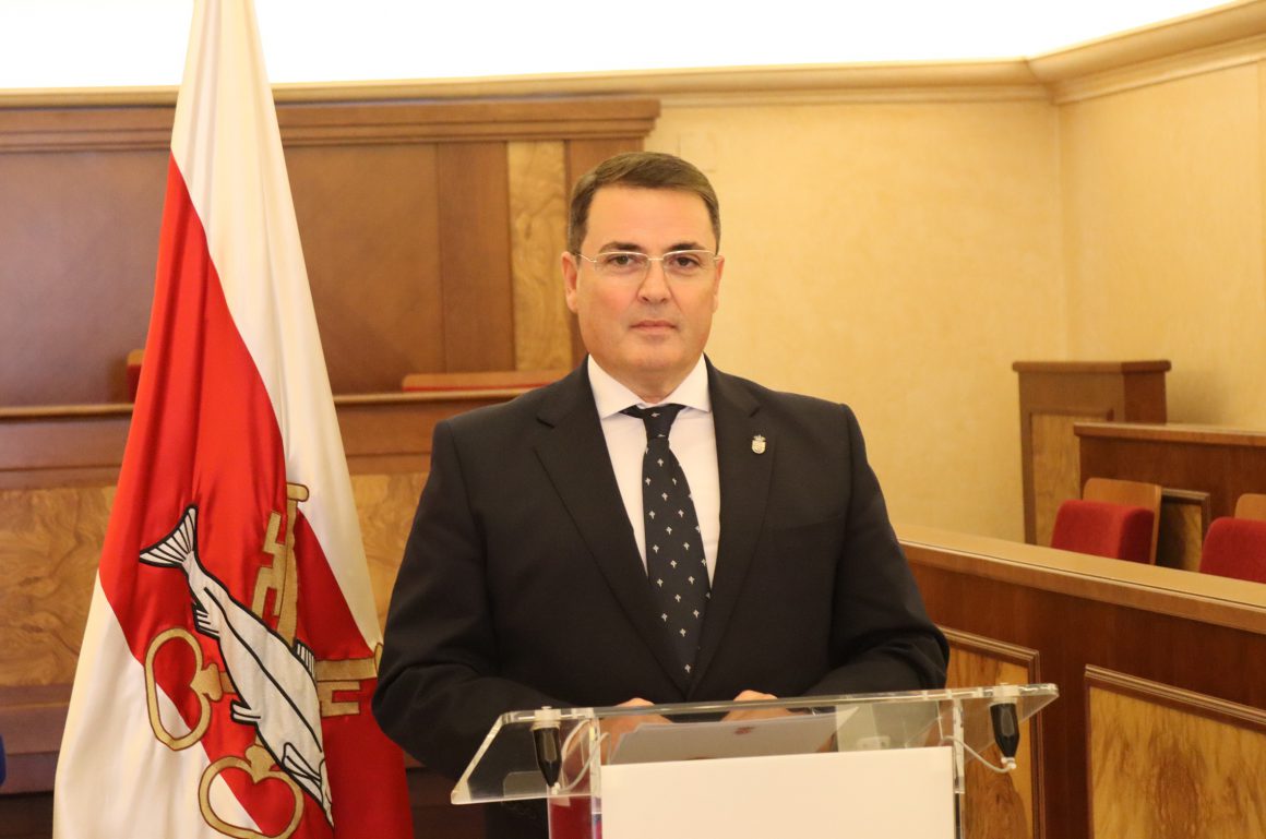 El alcalde de Andújar, Pedro Luis Rodríguez, el pasado día 22 en su comparecencia ante los medios