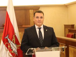 El alcalde de Andújar, Pedro Luis Rodríguez, el pasado día 22 en su comparecencia ante los medios