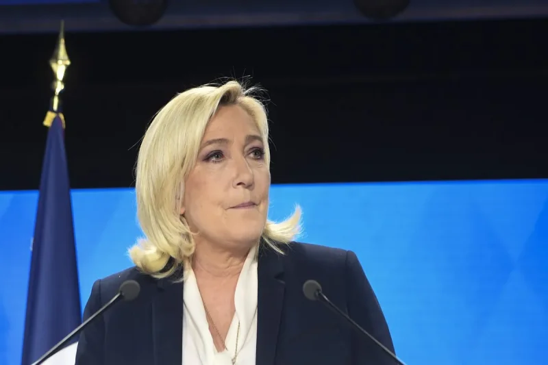 La líder del partido francés de extrema derecha Rassemblement National (RN), Marine Le Pen, el 24 de abril de 2022 [Francois Pauletto/Anadolu Agency].