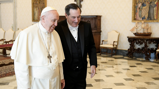 El Papa con Joe Donnelly Vatican Media