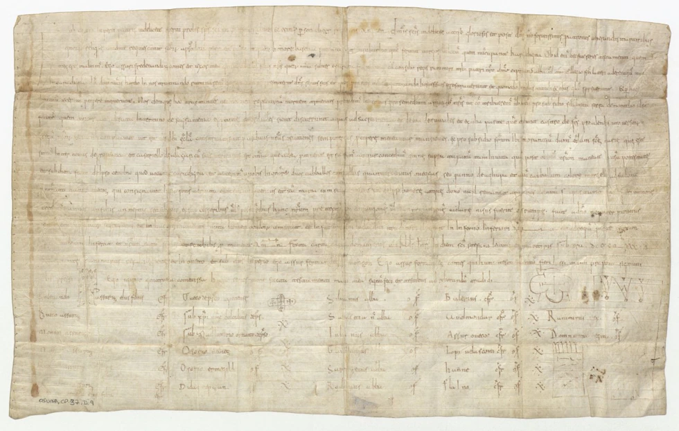 Documento falsificado OSUNA CP.37, D.9 en el siglo XII por los monjes de San Pedro de Cardeña.CSIC