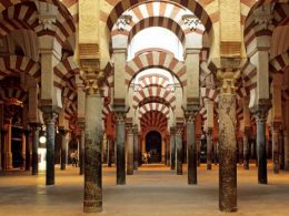 Spain, Andalusia, Cordoba, praying hall inside the Mezquita (Mosque cathedral) Andalusia Arab Civilization Architecture Building cathedral Church Civilization colonnade Column Cordova Europe historical religions History Horizontal Indoors Landmark Monument Mosque No People Religion religions Religious Religious building Spain the Arabian Andalusian architecture UNESCO World Heritage Site