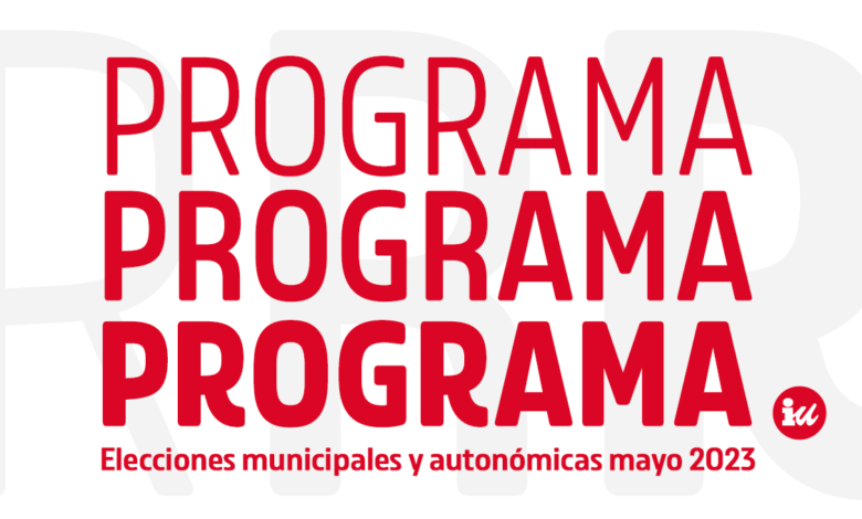 cartel de izquierda unida con el lema: programa, programa, programa