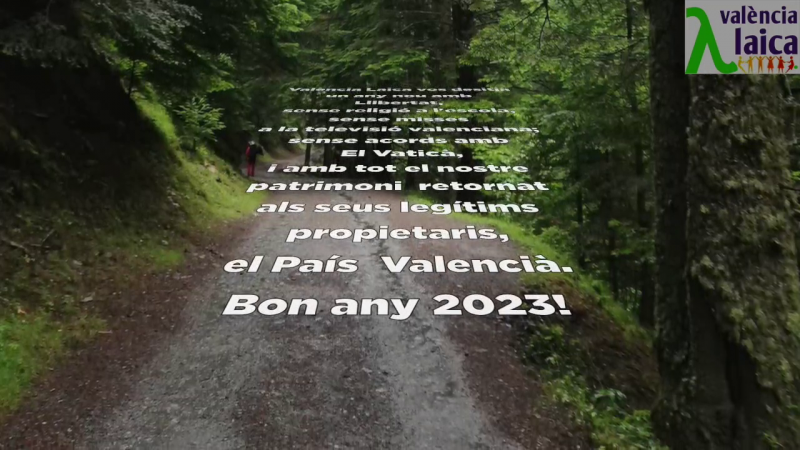 captura del vídeo de felicitación de año 2023 de valència laica