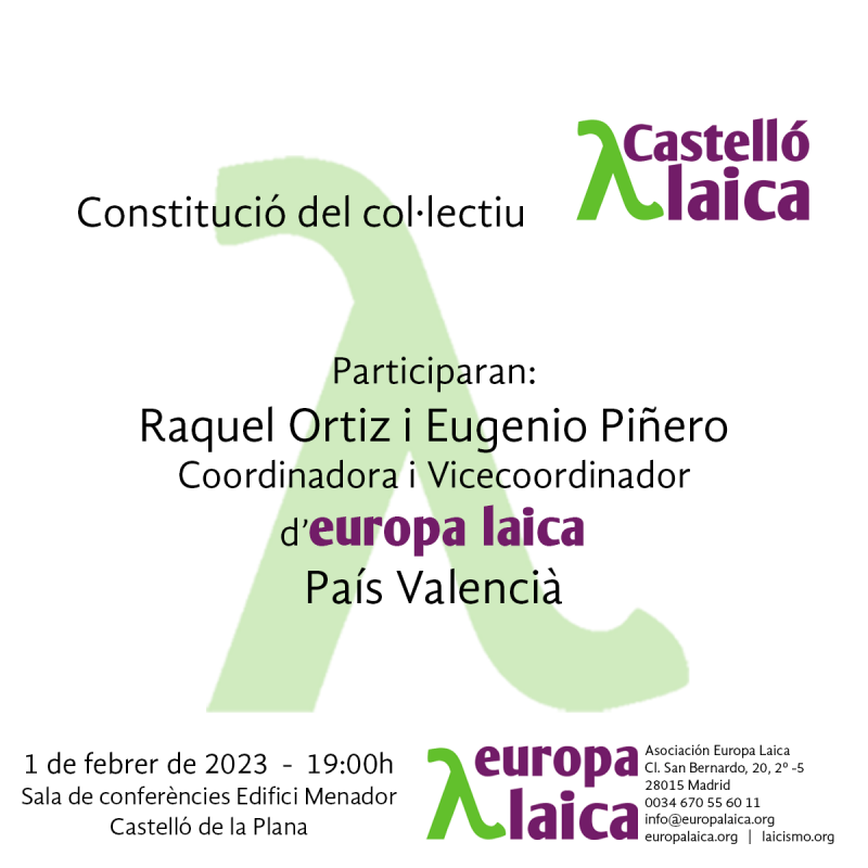 cartel del acto de constitución de Castelló laica