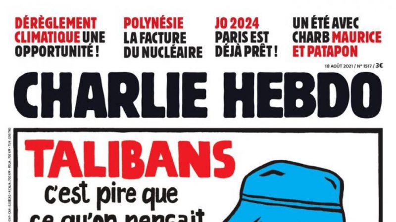 La portada de Charlie Hebdo de la edición del miércoles 18 de agosto de 2021. Foto: CHARLIE HEBDO
