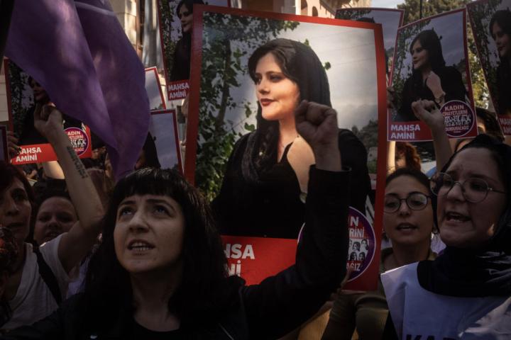 Una protesta tras la muerte de Masha Amini.Getty Images