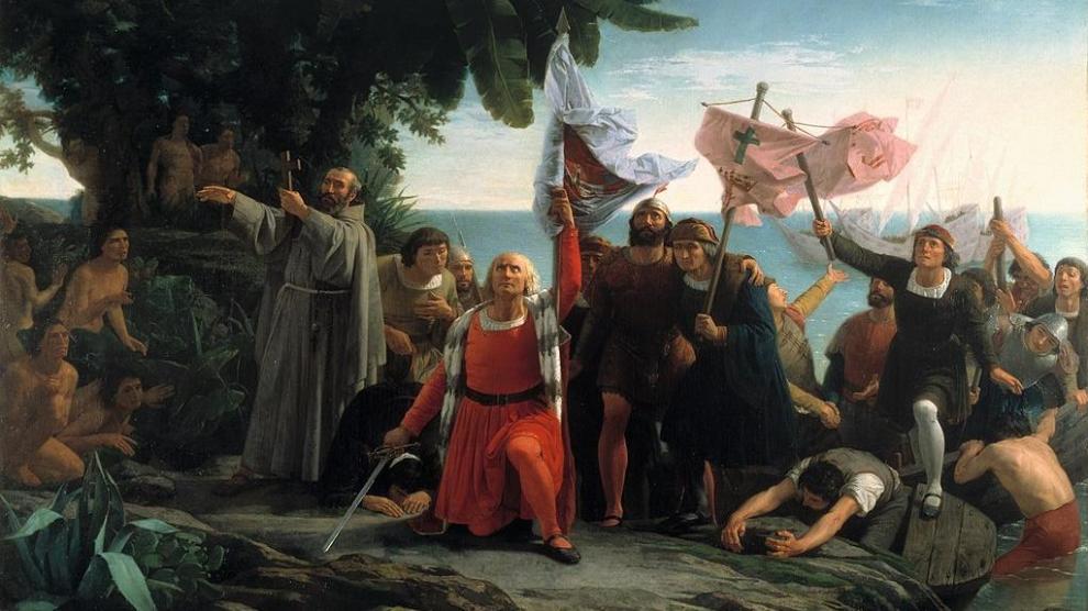 Primer desembarco de Cristóbal Colón en América.WIKIPEDIA/Museo del Prado