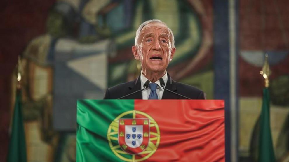 Marcelo Rebelo de Sousa, en Lisboa, durante su discurso tras ser reelegido presidente de Portugal.MARIO CRUZ / EFE