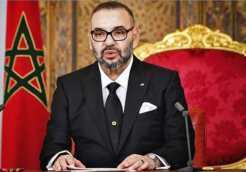 El rey de Marruecos Mohamed VI durante el discurso a la nación el 20/08/2021
