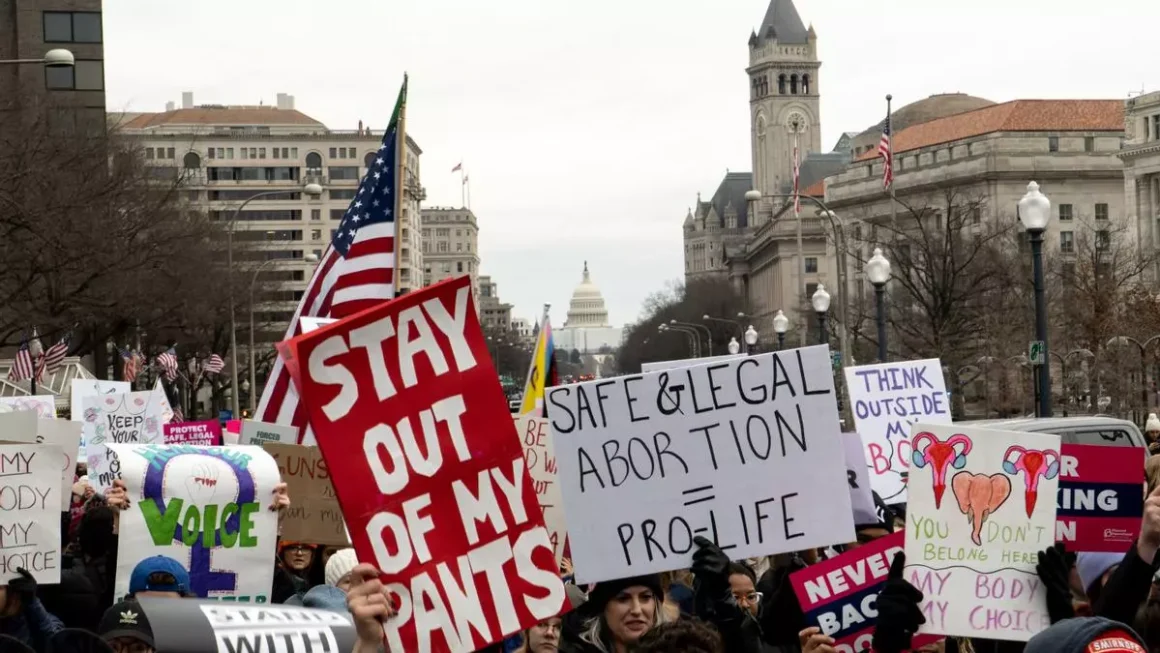 Pancartas a favor del derecho al aborto en la marcha de las mujeres en Washington el 22 de enero de 2023. Javier de la Sotilla