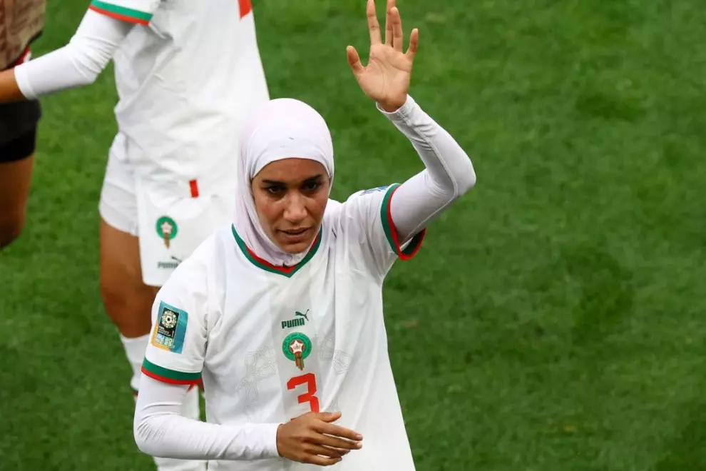 La futbolista marroquí Nouhaila Benzina tras el partido disputado este domingo contra Corea del Sur. — Hannah Mckay / REUTERS
