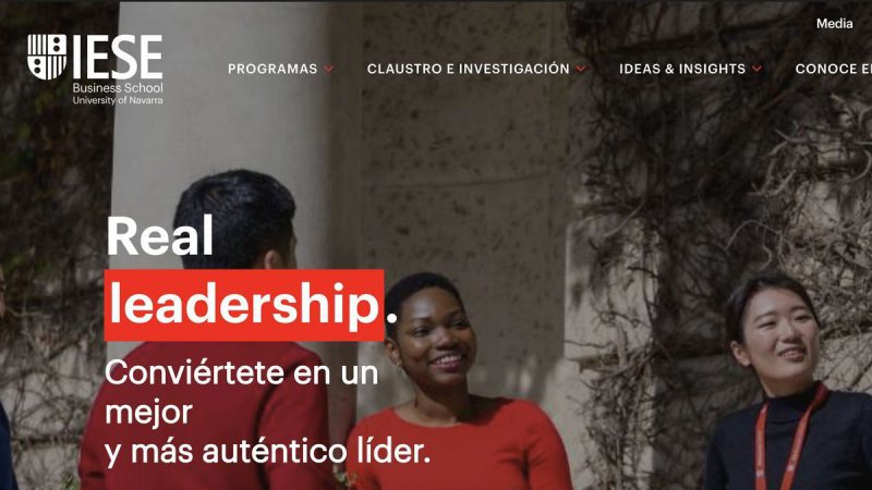 Página web del IESE, escuela de negocios de la Universidad de Navarra, impulsada por el Opus Dei. IESE