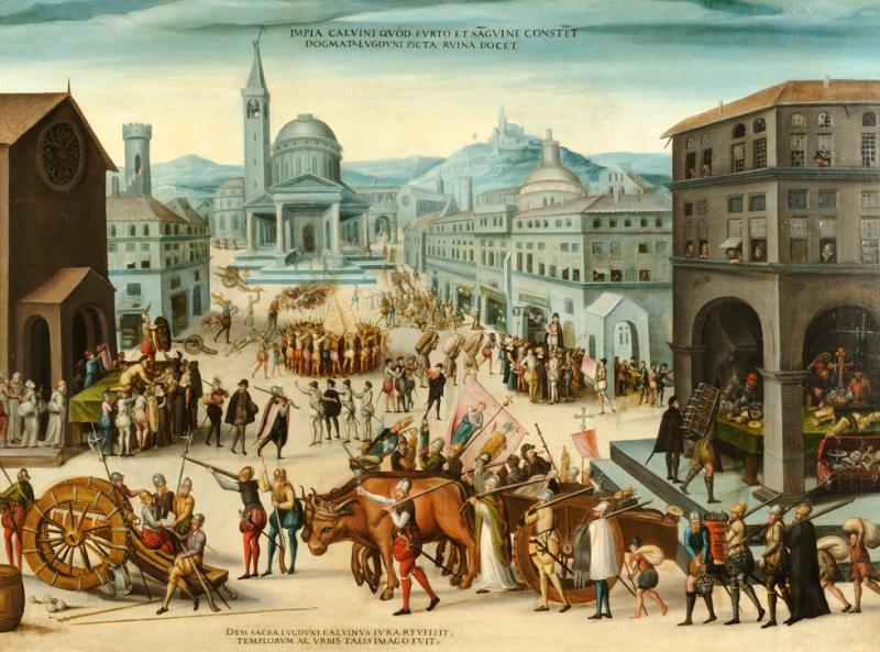 'Saqueo de Lyon por el barón des Adrets en 1562', pintura de la exposición 'El odio de los clanes', en el Museo del Ejército de París.Xavier SCHWEBEL