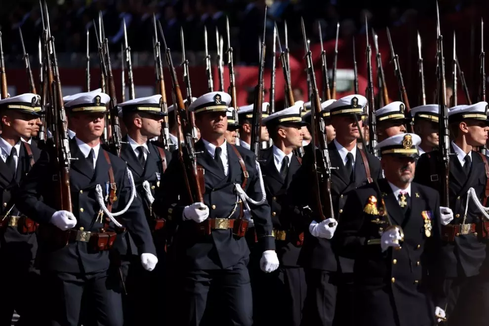 Guardiamarinas de la Armada durante el desfile militar celebrado el 12 de octubre de 2022 en Madrid. — Eduardo Parra / EUROPA PRESS