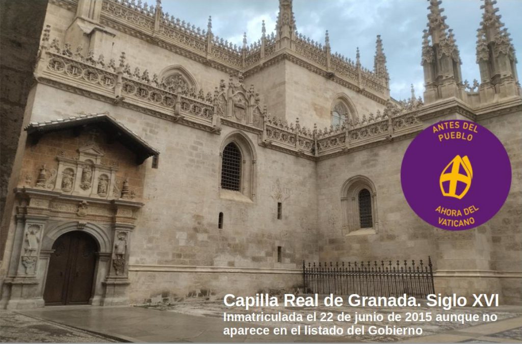 Fotografía de la Capilla Real de Granada etiquetada para la campaña de Recuperando: Antes del pueblo, ahora del Vaticano.