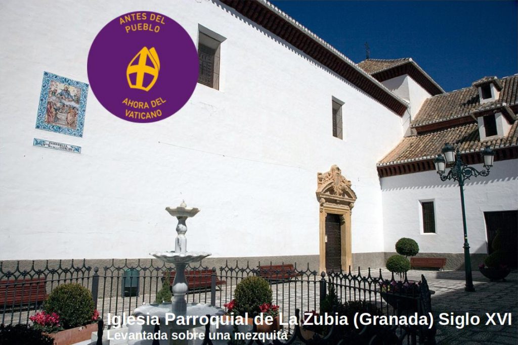 Fotografía de la iglesia de La Asunción en La Zubia -  Granada etiquetada para la campaña de Recuperando: Antes del pueblo, ahora del Vaticano.