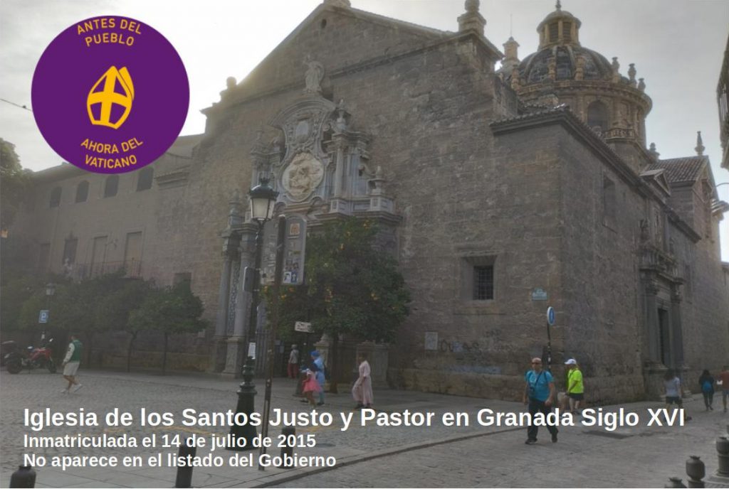 Fotografía de la iglesia de los Santos Justo y Pastor en Granada etiquetada para la campaña de Recuperando: Antes del pueblo, ahora del Vaticano.