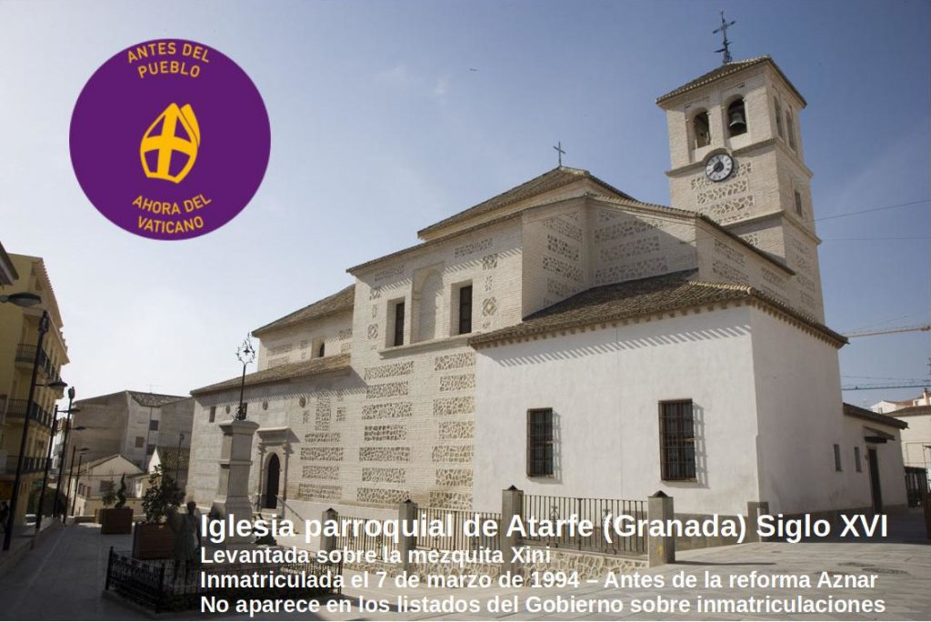 Fotografía de la iglesia de La Encarnación  en Atarfe - Granada etiquetada para la campaña de Recuperando: Antes del pueblo, ahora del Vaticano.