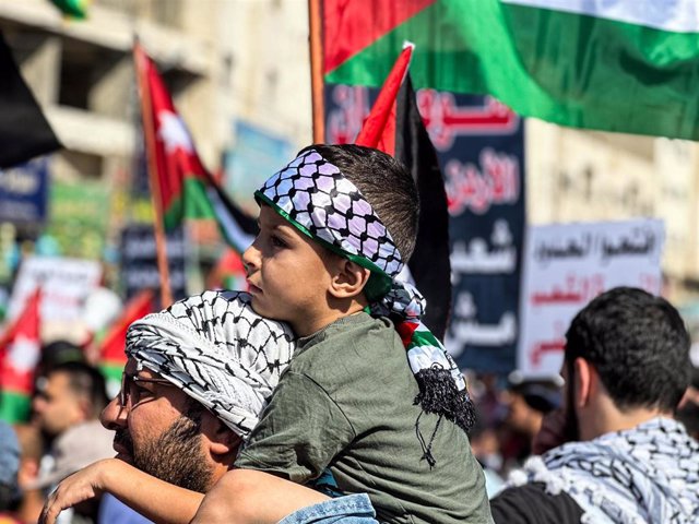 Movilización en Amán, la capital de Jordania, en solidaridad con el pueblo palestino. - Europa Press/Contacto/Ahmed Shaker
