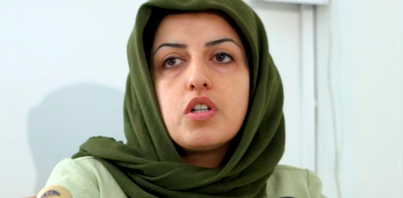 La líder iraní de las protestas de las mujeres Narges Mohammad ha sido galardonada con el Premio Nobel de la Paz 2023. EPA-EFE/Abedin Taherkenareh