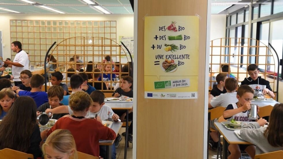 Escolares en el comedor del Instituto Pierre Fanlac de Belves (centro de Francia) en septiembre de 2019 (ilustración). AFP - NICOLAS TUCAT