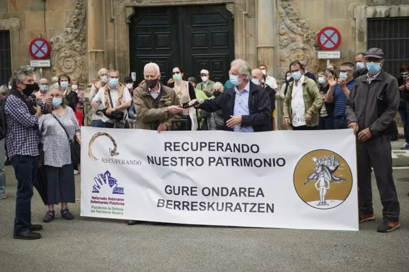 Foto de archivo de una protesta en Pamplona contra las inmatriculaciones de la Iglesia. — Eduardo Sanz (EUROPA PRESS)
