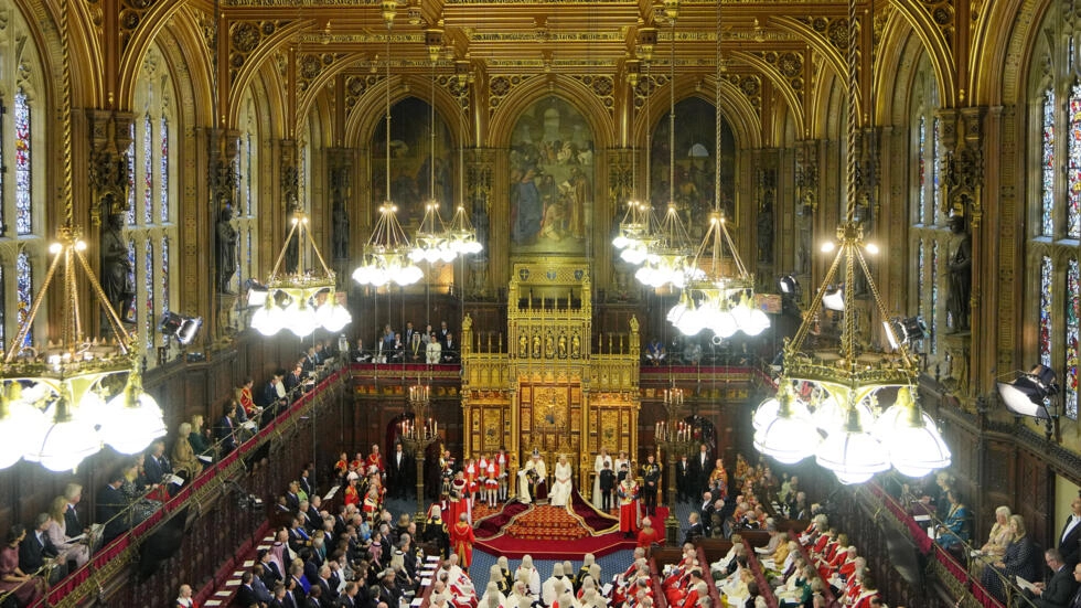 Una imagen de la Cámara de los Lores durante el discurso de apertura del Parlamento británico por el rey Carlos III, el 7 de noviembre de 2023 en Londres © Kirsty Wigglesworth / Pool/AFP/Archivos