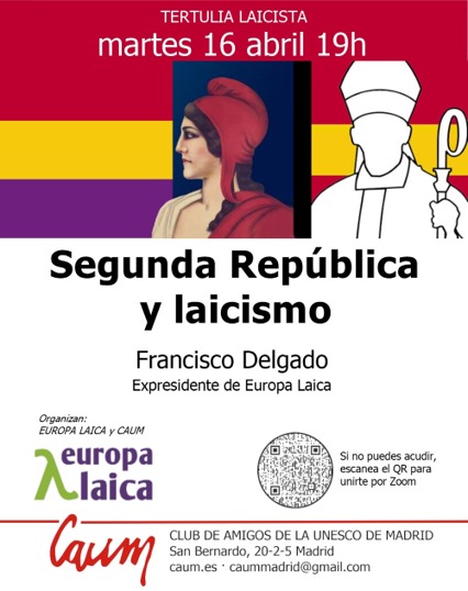Tertulia: ＂Segunda República y laicismo＂ con Francisco Delgado