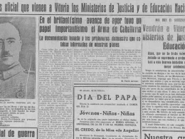 Página de periódico del diario 'Pensamiento Alavés' con el anuncio de la instalación de los dos ministerios ELDIARIO.ES/EUSKADI