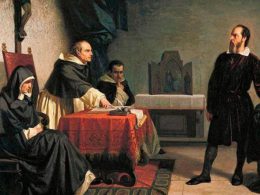 “Galileo ante la Inquisición, lienzo de Cristiano Banzi” Fuente: La Vanguardia, 20.01.21