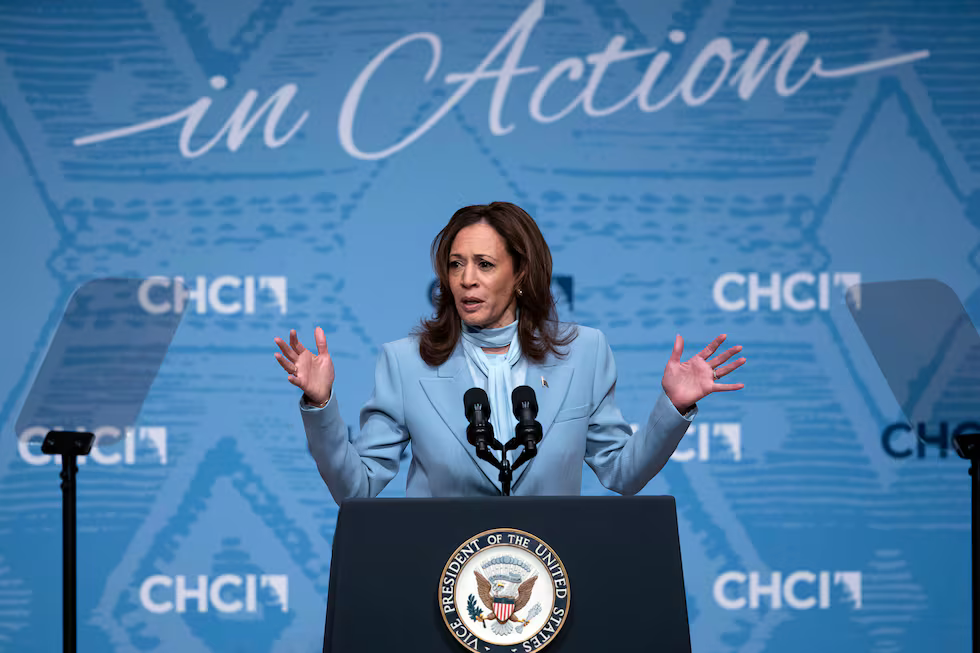 Kamala Harris habla este miércoles durante el Caucus Hispano del Congreso, en Washington D. C.Jose Luis Magana (AP)