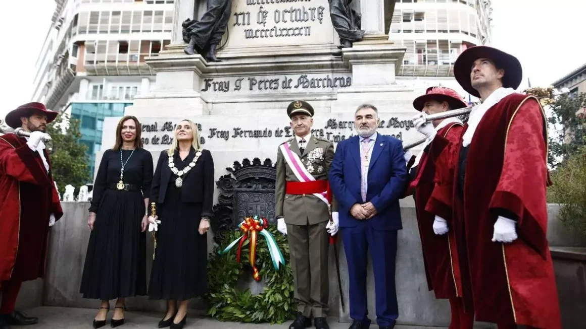 Entrega de flores ante el monumento de Isabel la Católica. / Antonio L. Juárez / Photographerssports