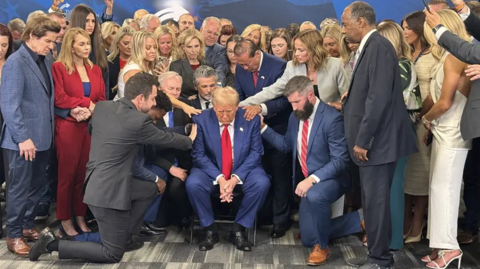 Trump durante el acto organizado por Charlie Kirk.REDES SOCIALES