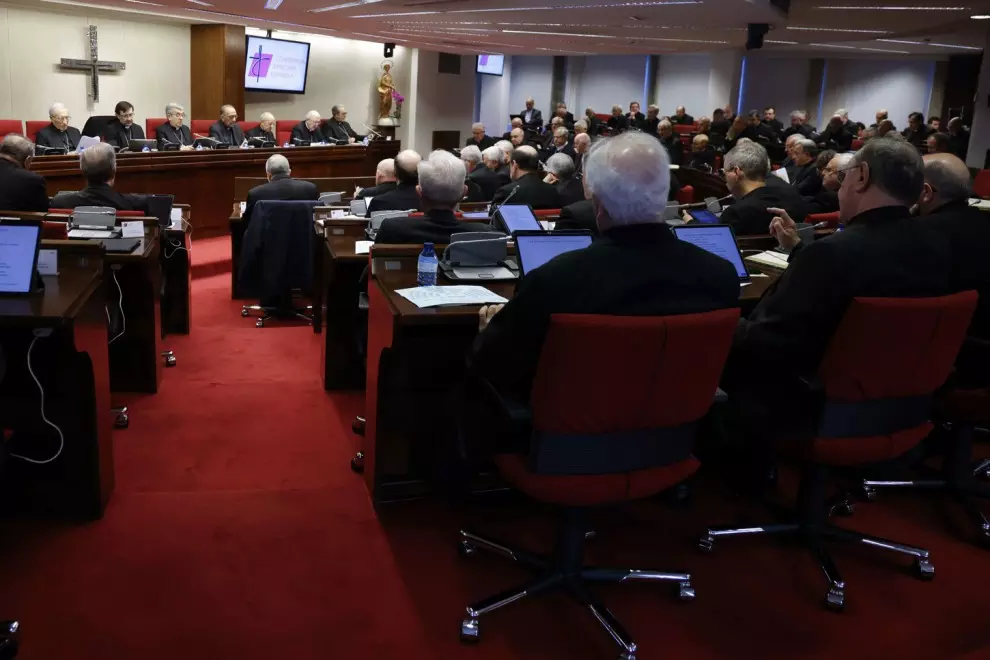 Foto del discurso inaugural de la Asamblea Plenaria de la Conferencia Episcopal Española (CEE), a 18 de noviembre de 2024. — Blanca Millez / EFE