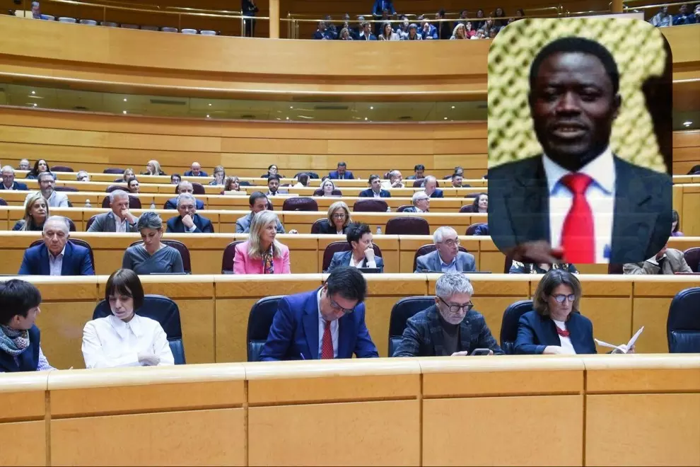 Un pleno del senado y George Peter Kaluma (izquierda), parlamentario keniano conocido por sus ideas homófobas. — Europa Press