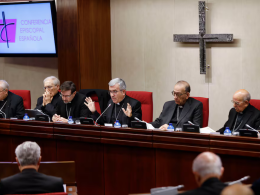 Los obispos españoles, durante la sesión inaugural de la asamblea plenaria de esta semana, en Madrid.Blanca Millez (EFE)