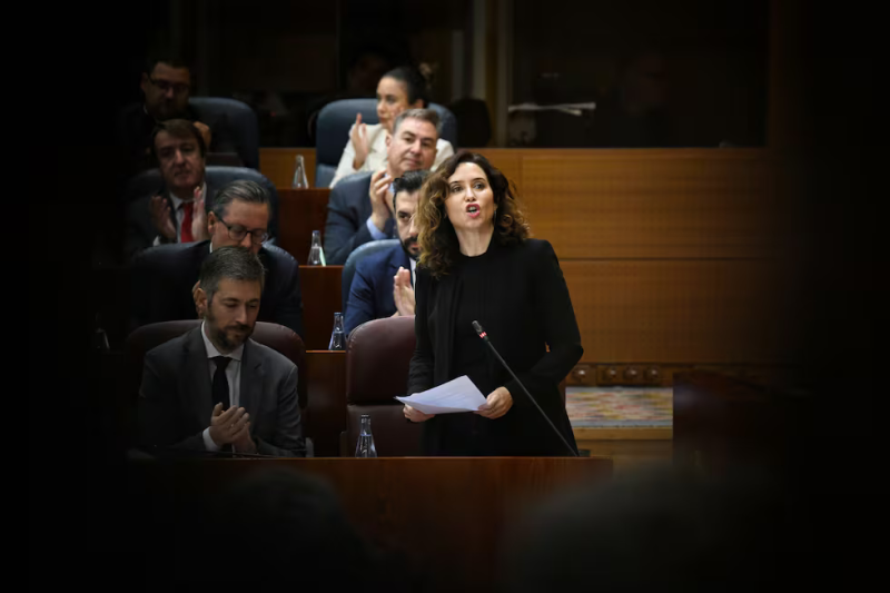 La presidenta de la Comunidad de Madrid, Isabel Díaz Ayuso, interviene durante un pleno en la Asamblea de Madrid, a 21 de noviembre de 2024.Fernando Sánchez - Europa Press (Europa Press)